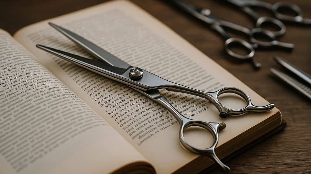 מספריים מסוגים שונים על רקע טכנולוגיות חדשות.