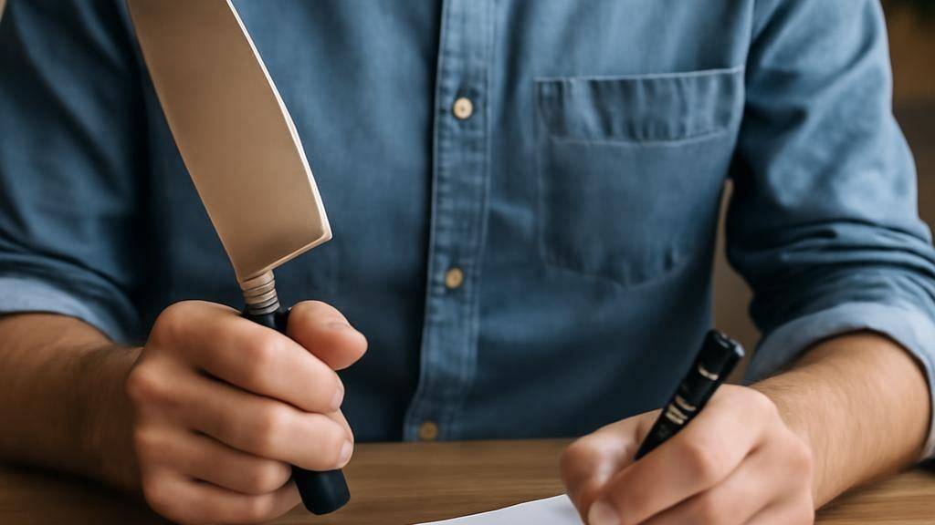 טקסט בעברית המסביר את חשיבות הבחירה והאחריות על סכין שף