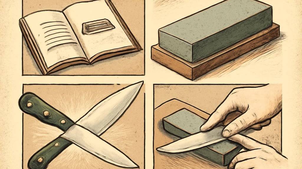 טקסט בעברית המסביר היסטוריה ורקע של אבני השחזה עם דגשים על שחזת סכינים